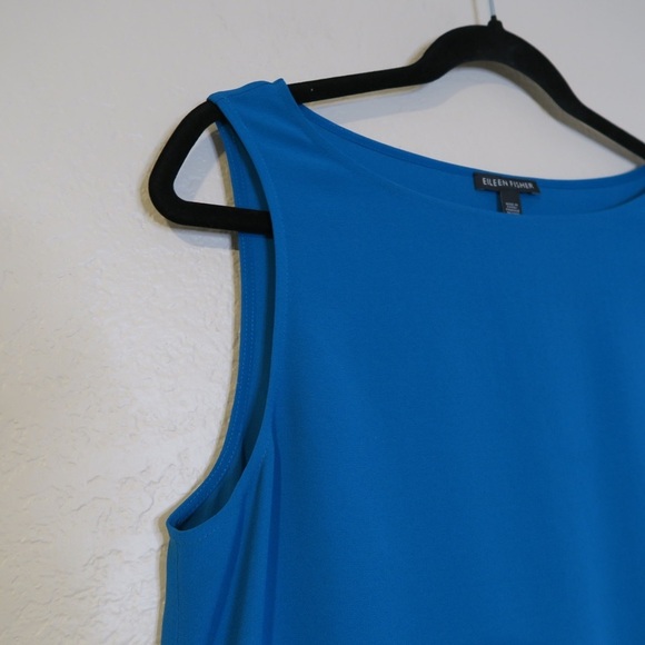 Eileen Fisher Silk Shift Dress Quiet Luxury Classic Formal Lightweight Blue XS - Picture 2 of 7